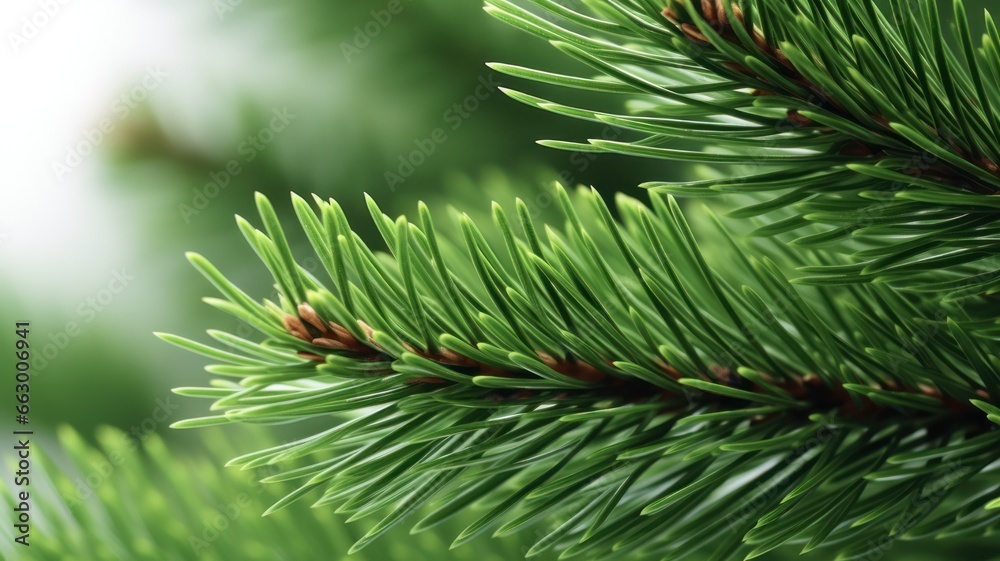 Close-Up of Vibrant Green Christmas Tree Branch Isolated on White Background for Festive Decorating. Close-Up of Vibrant Green Christmas Tree Branch Isolated on White Background for Festive Decorating.