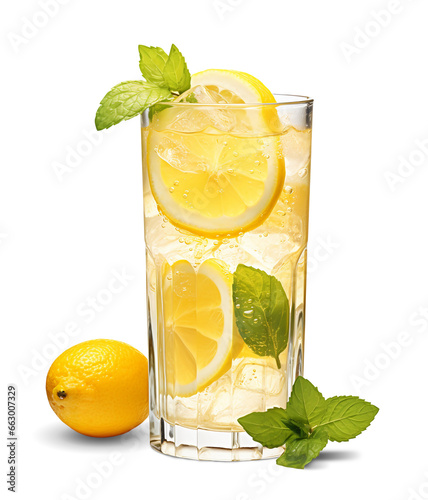 Glass of fresh home made lemonade. Generative AI