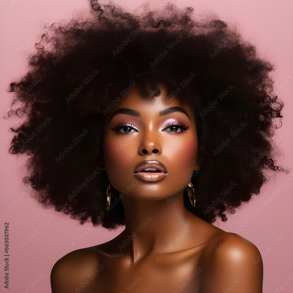 Fototapeta premium Beautiful Black Woman with a Fro