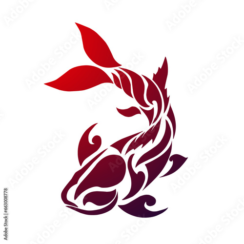 graphic vector illustration of design tribal art koi fish for tattoos