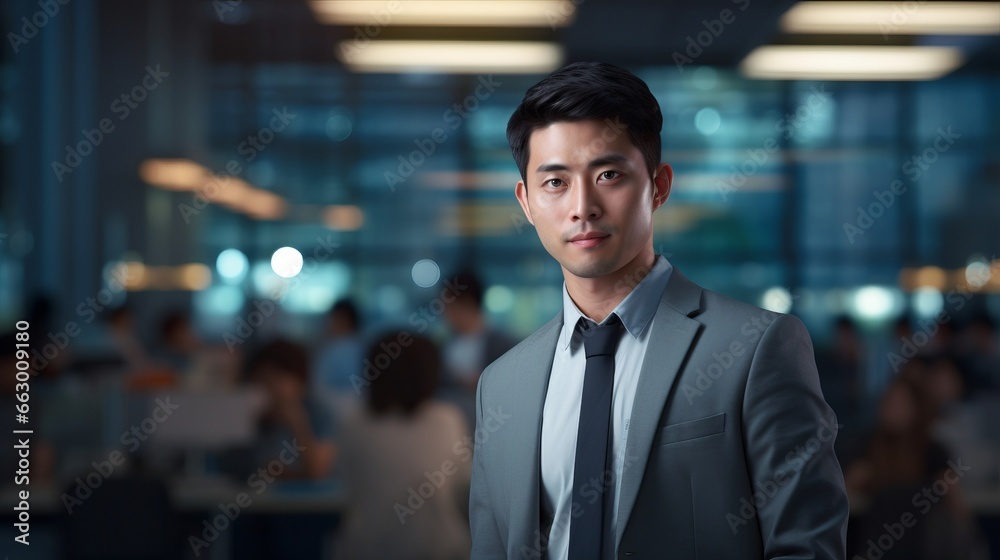 A young businessman with a confident pose. Generative AI. 