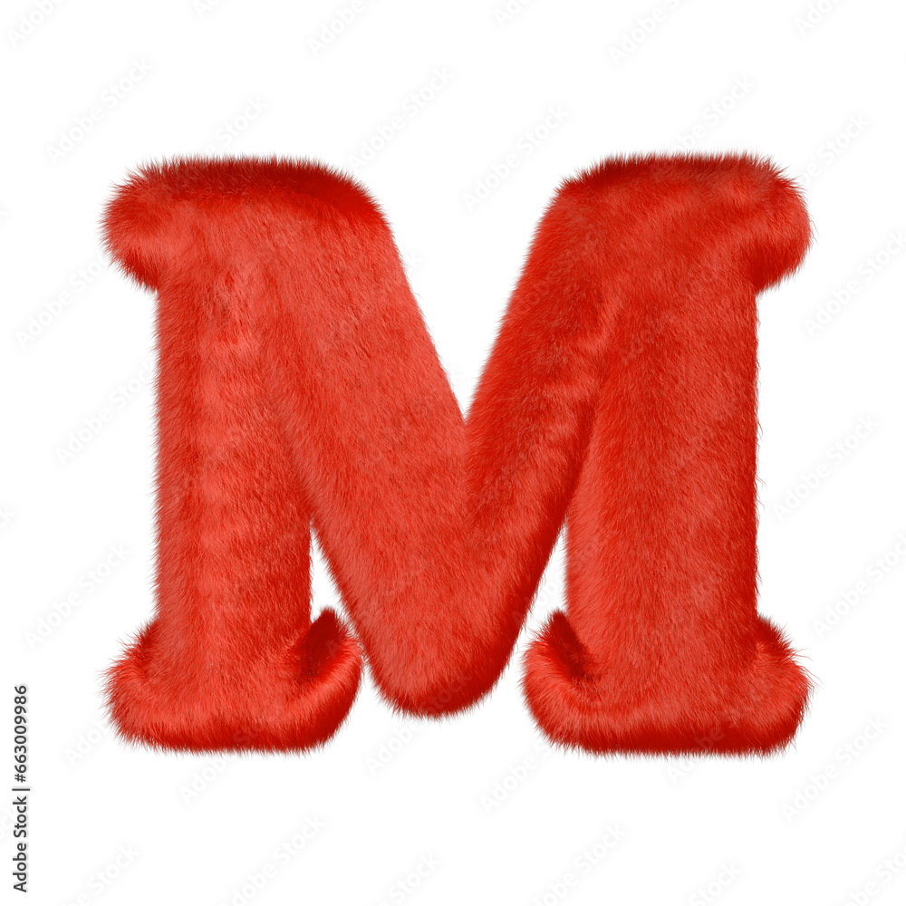 Red fur symbol. letter m Red fur symbol. letter m