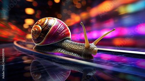 An image of a snail rushing along a path, leaving a trail behind it.