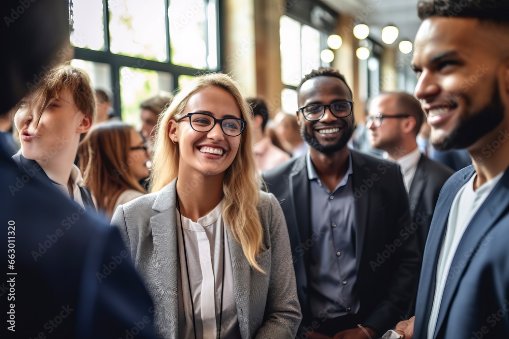 Fototapeta premium Diverse business crowd networking