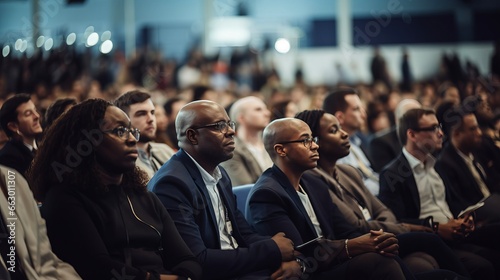 Diverse audience enjoying a business conference  attention foused on off-screen speaker © CarpathiaProductions