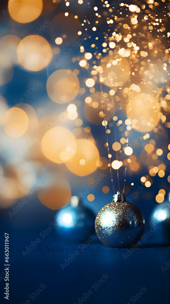Fototapeta premium Blue and gold Abstract background and bokeh on New Year's Eve.