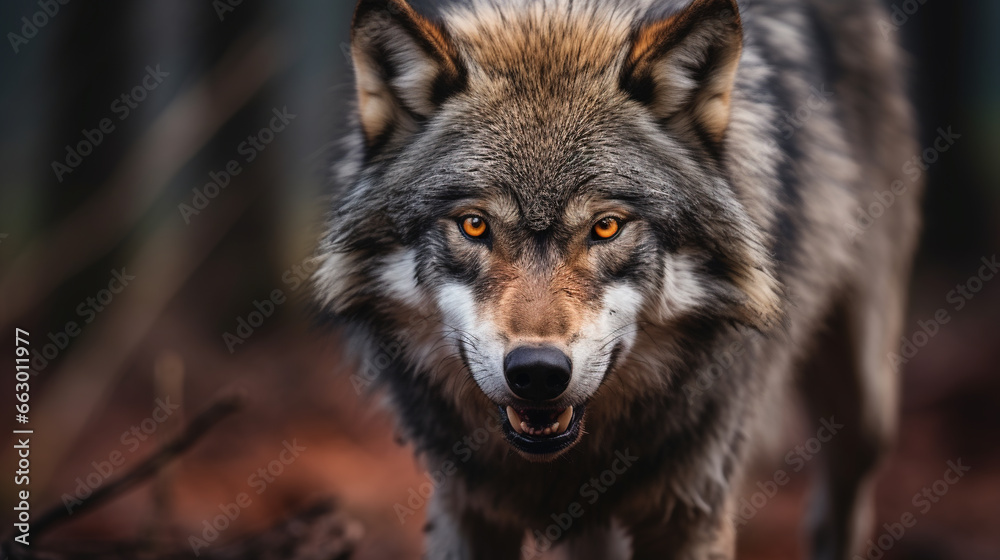 Portrait shot of an aggressive Wolf Portrait shot of an aggressive Wolf