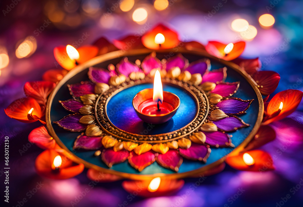 flowering holiday Diwali background, photo for advertising,