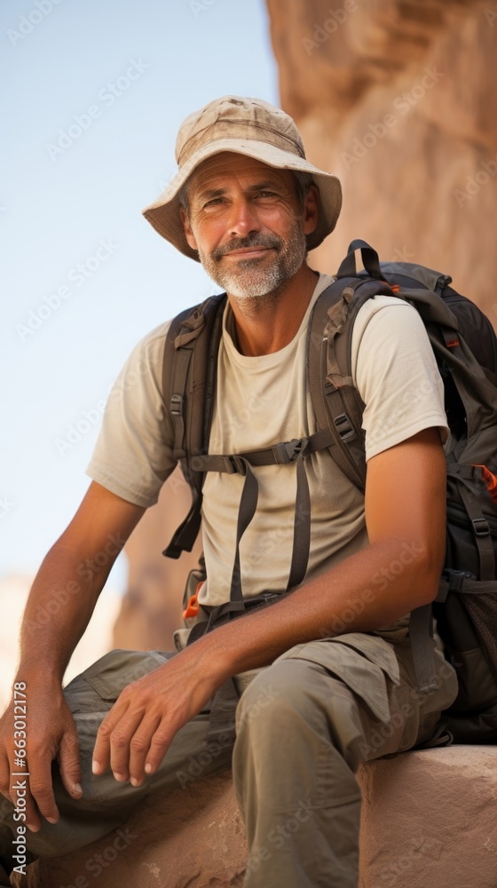 An active and adventurous man in his forties. He is an avid traveler, always seeking new and exciting experiences. Despite his deafness, he immerses himself in the different cultures and