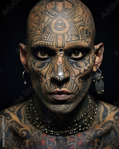 A heavily tattooed and pierced photographer is another example of someone who uses their body as a canvas for their profession. With tattooed camera lenses and shutter symbols covering his