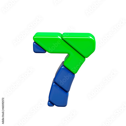 Green and blue plastic symbol. number 7