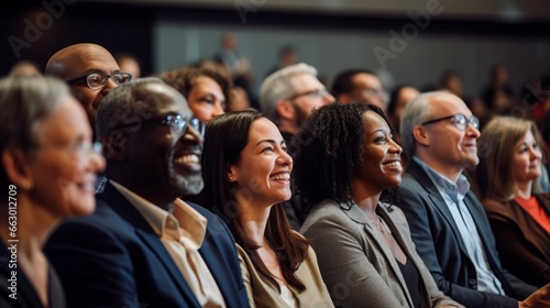 Diverse audience enjoying a business conference  attention foused on off-screen speaker © CarpathiaProductions