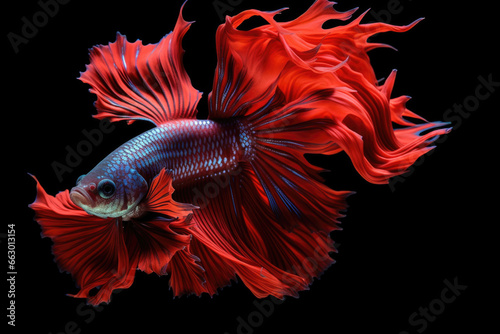 Siamese fighting fish on black background © stock_acc