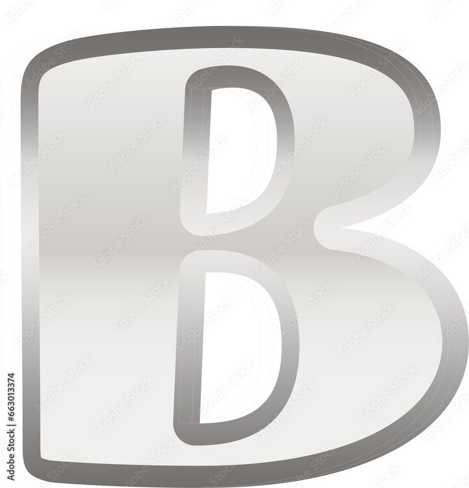 Silver metallic bold alphabet letter b Silver metallic bold alphabet letter b