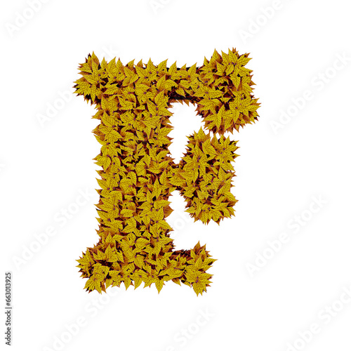 Symbol from yellow leaves. letter f