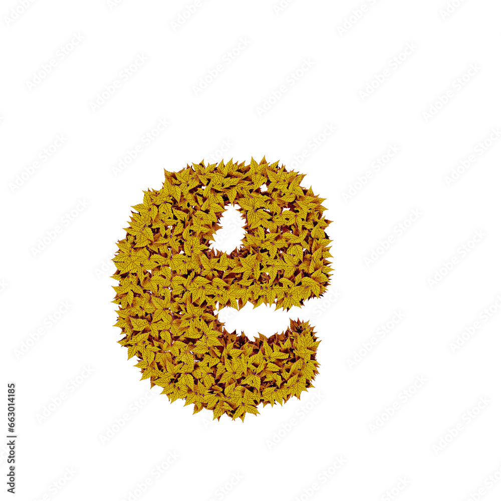 Symbol from yellow leaves. letter e