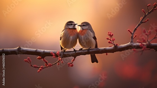 Illustration of two birds chirping in love