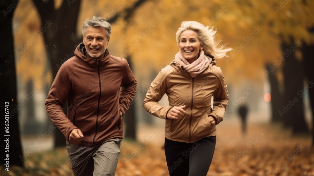 sweet couple is running for exercise together. sweet couple is running for exercise together.