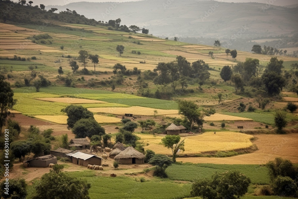 Rural farmland in Ethiopia. Generative AI