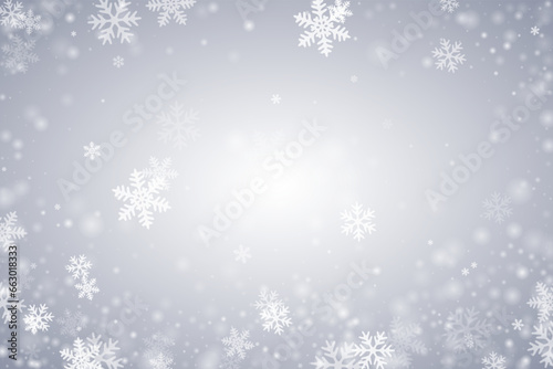 Fairy falling snow flakes illustration. Winter dust freeze granules. Snowfall sky white gray wallpaper. Little snowflakes christmas texture. Snow cold season scenery.