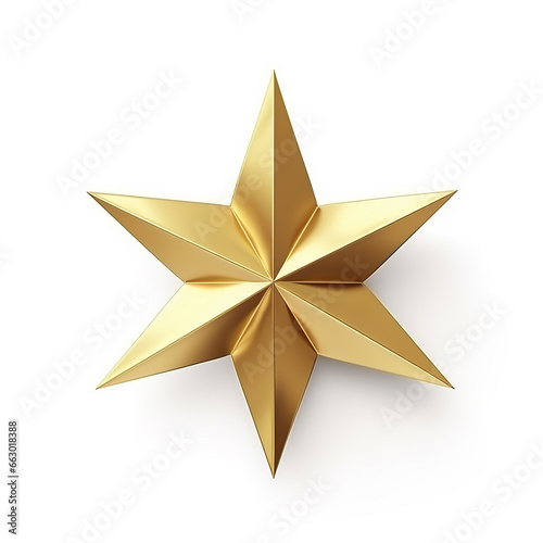 Golden christmas star isolated on white background