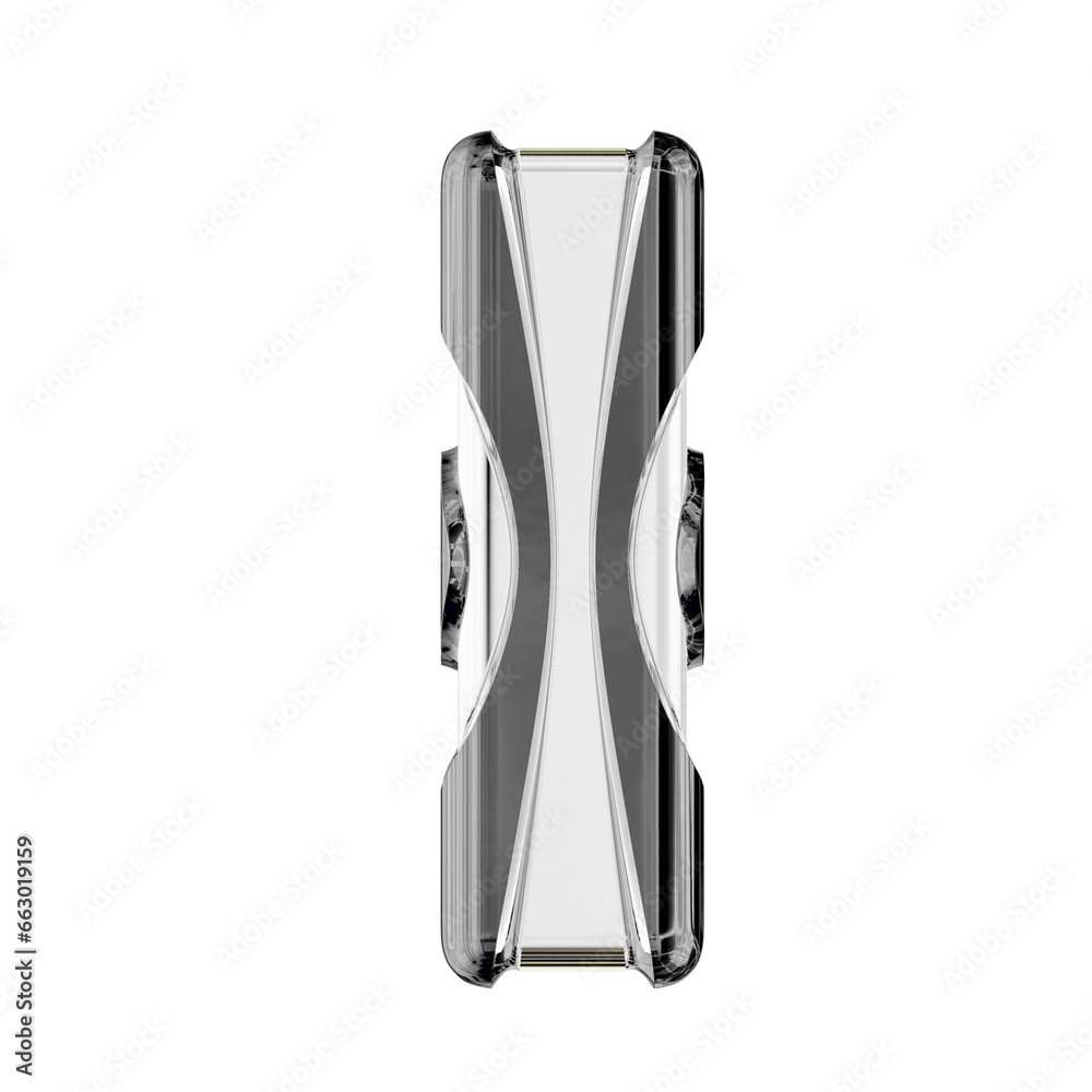 White symbol with black straps. letter l White symbol with black straps. letter l