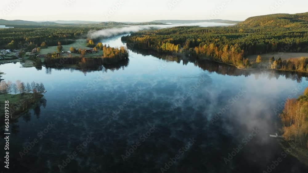 A river with fog