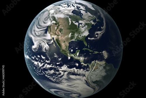 Moon view of Earth - USA. Generative AI