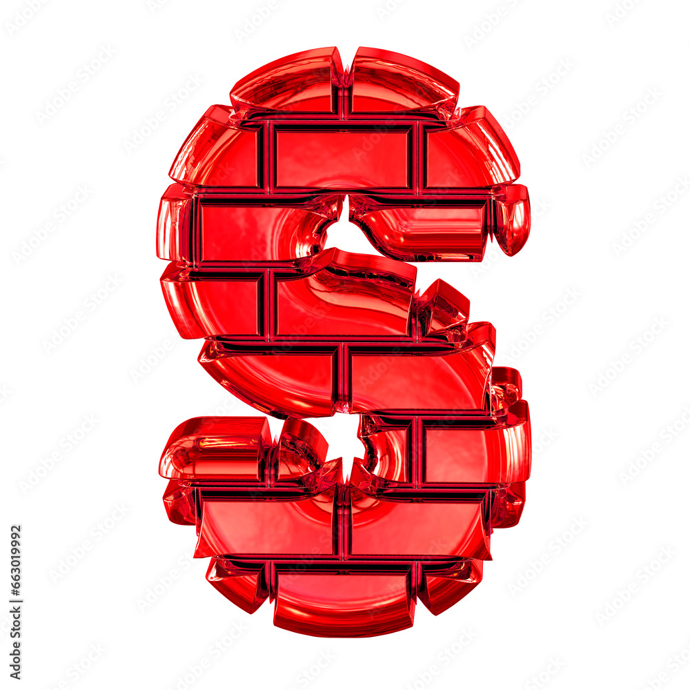 Symbol made of red bricks. letter s