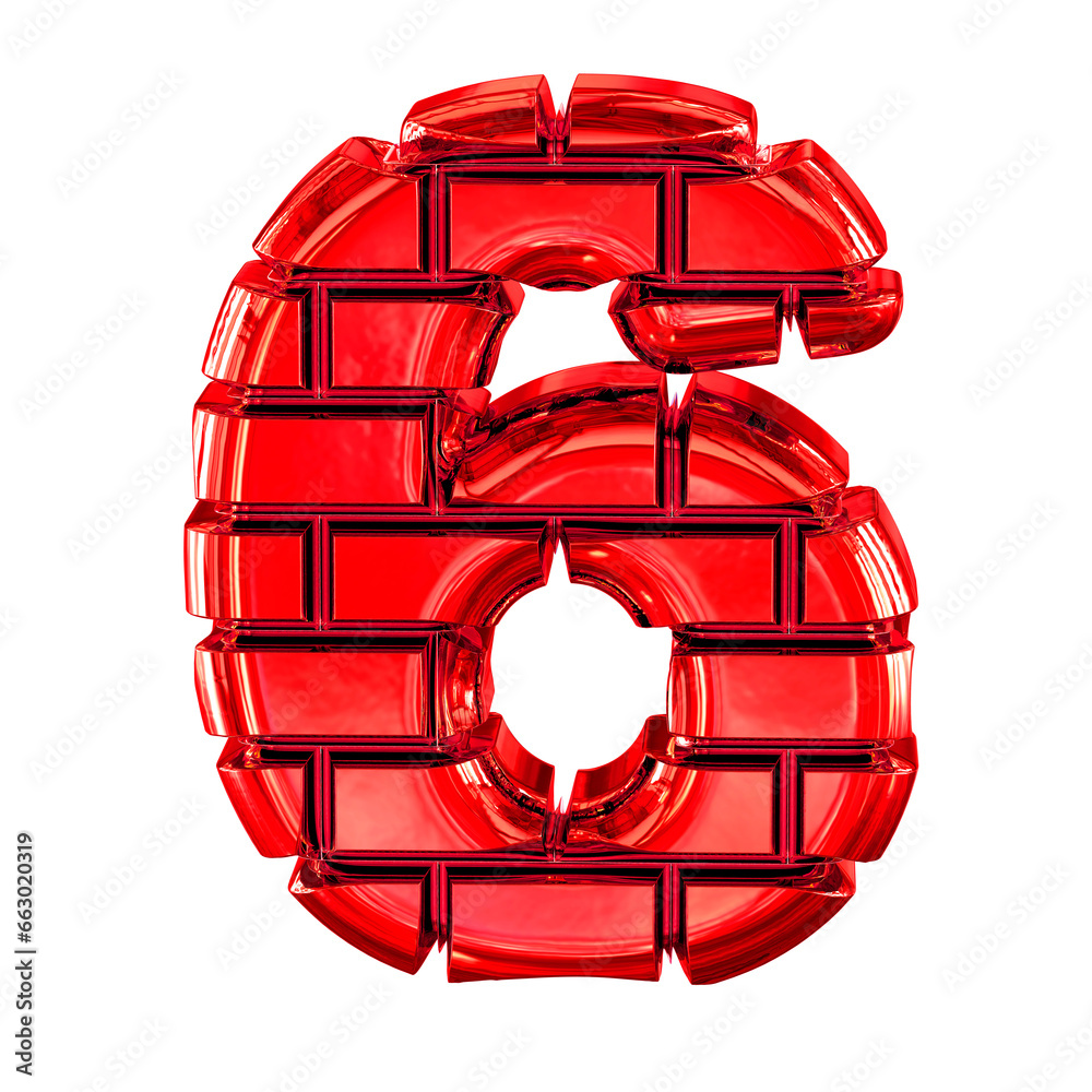Symbol made of red bricks. number 6
