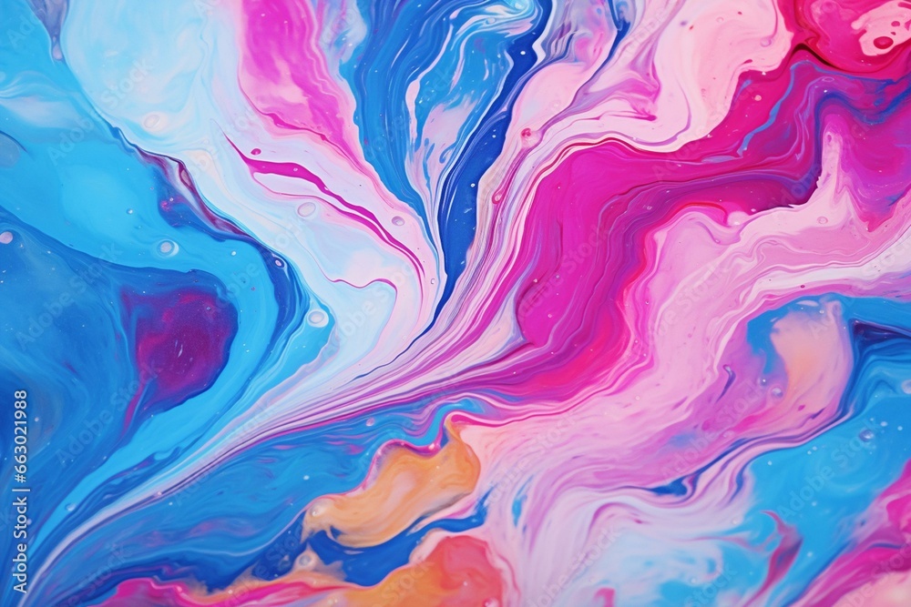 Colorful fluid art creating abstract marble texture background. Generative AI