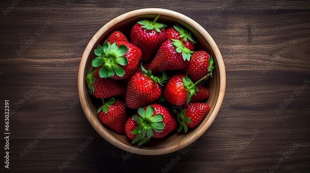 strawberries in a bowl on a wooden table strawberries in a bowl on a wooden table