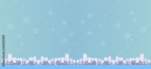 雪が降る街並みの風景イラスト