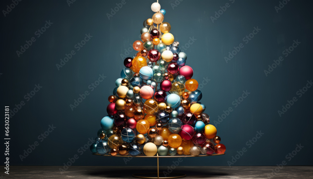 The abstract Christmas tree made of a stack of baubles The abstract Christmas tree made of a stack of baubles