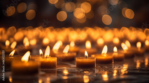 candles lighting on the wooden floor background