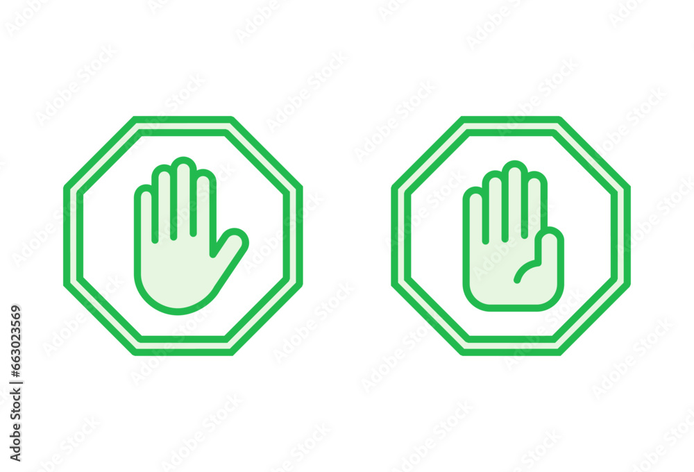 Stop icon set. stop road sign. hand stop icon vector Stop icon set. stop road sign. hand stop icon vector