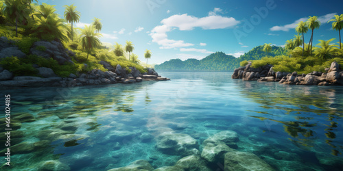 Beautiful tropical lagoon with deep turquoise water. © britaseifert