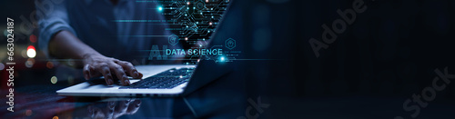Data science, AI, Data analysis for performance and create insight report, Goal of digital marketing strategy and service through digital channel of search engine on network, Digital transformation. photo