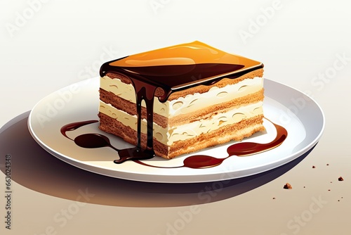 Tiramisu depicted in a minimalist painting, using simple lines and high contrast for a modern twist.