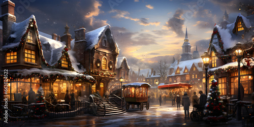 Winter Wonderland, Festive Christmas Market Delights with Holiday Cheer © ELmidoi-AI