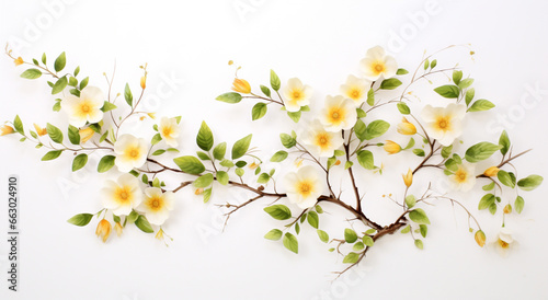 Flor de cerejeira em linha floral com ramo