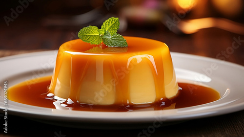 Divine Delight: Alluring Caramel Flan. Generative AI