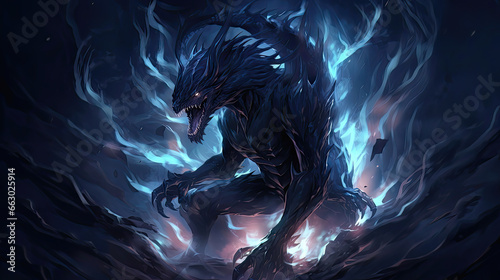 Dark night dragon beast photo