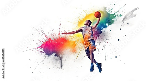 volleyball player jump colorful splash