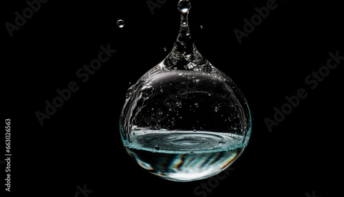 Smooth flowing water reflects nature purity in a crystal bottle generated by AI © djvstock