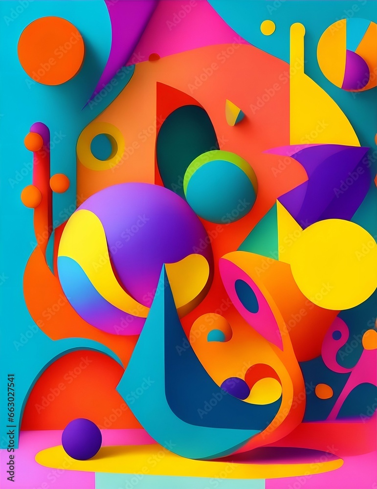 abstract about inclusion and equality, bright colors and organic shapes illustration