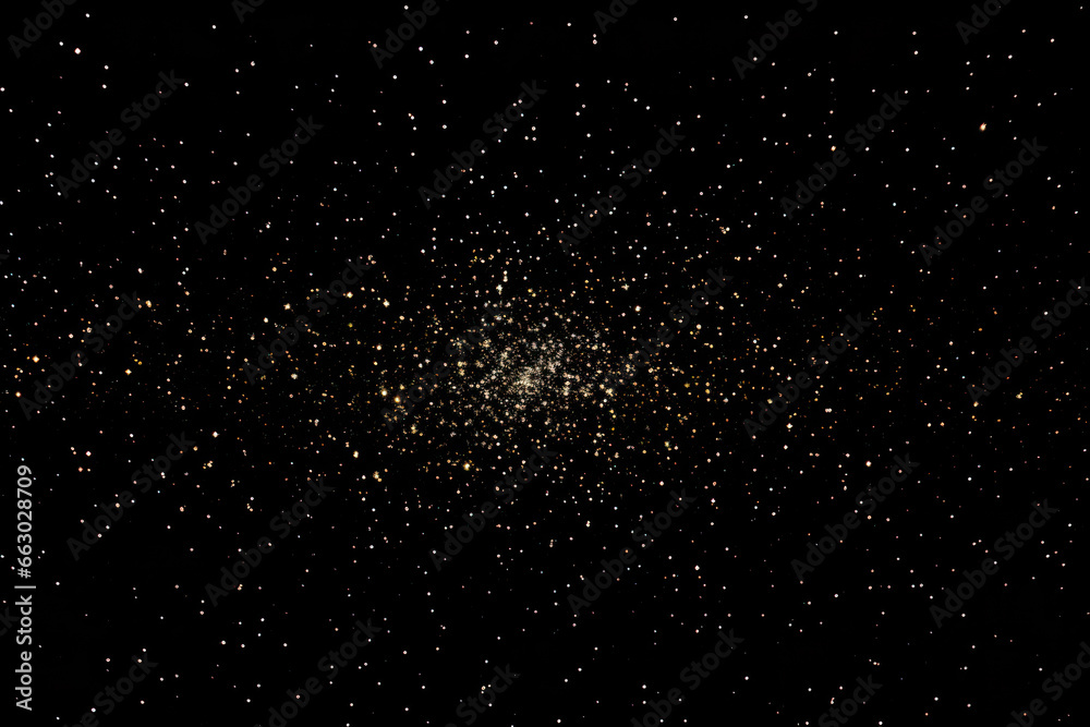 Fototapeta premium Gold glitter sparkles black background. Christmas background.