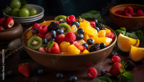 Fresh berry salad  a colorful and healthy gourmet summer snack generated by AI