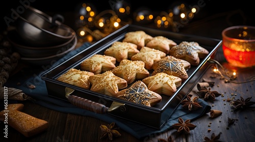 Gingerbread in the form of stars with a beautiful glaze. New Year's baking
