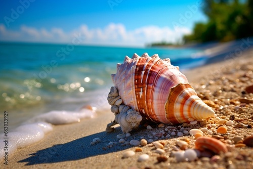 seashell on paradise coast. Generative AI